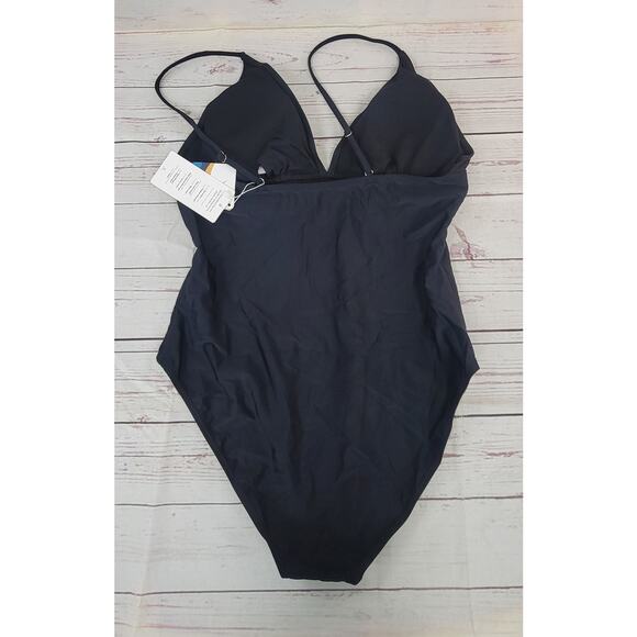 UniqueBella XL Black One-Piece Swimsuit with Gold Accent - Picture 2 of 6